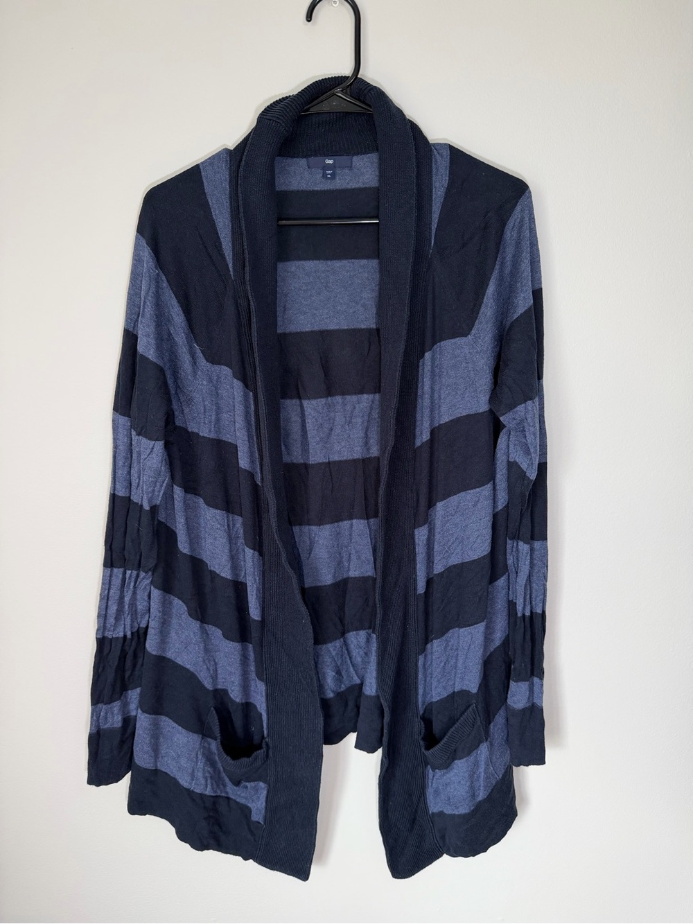 GAP Striped Open-Front Cardigan in Navy and Slate